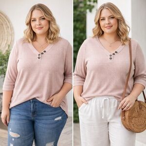 BloomChic Pink Waffle Knit Shirt